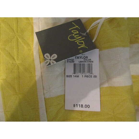 Taylor Dress NWT Yellow Striped Cotton Summer Sleeveless Lined Womens Size 14 - Picture 8 of 8